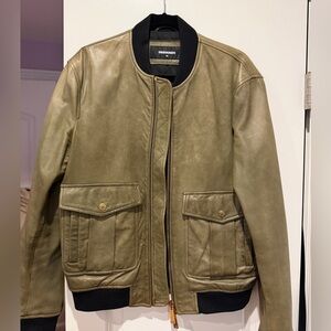 Dsquared2 Men's Olive Leather Jacket